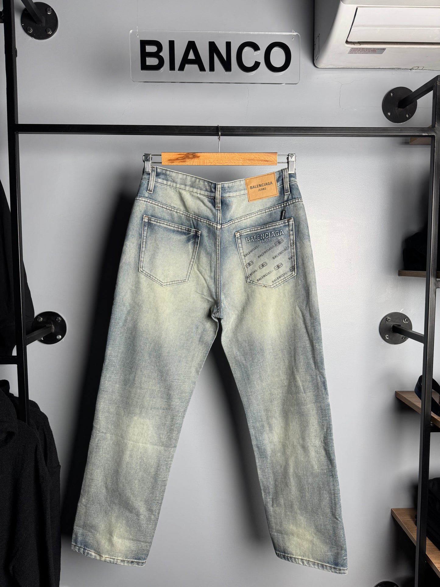 Balenciaga Paris Embroidered Monogram Denim