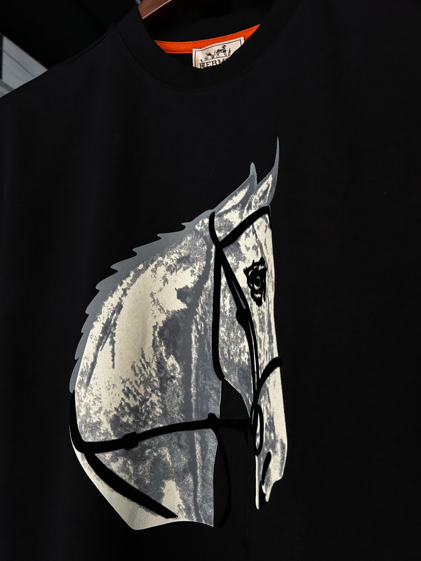 HERMES Printed Horse Logo T-shirt Black