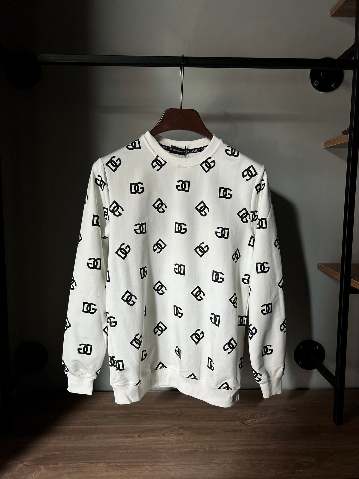 Dolce &Gabbana Wool and silk jacquard round-neck sweatshirt White