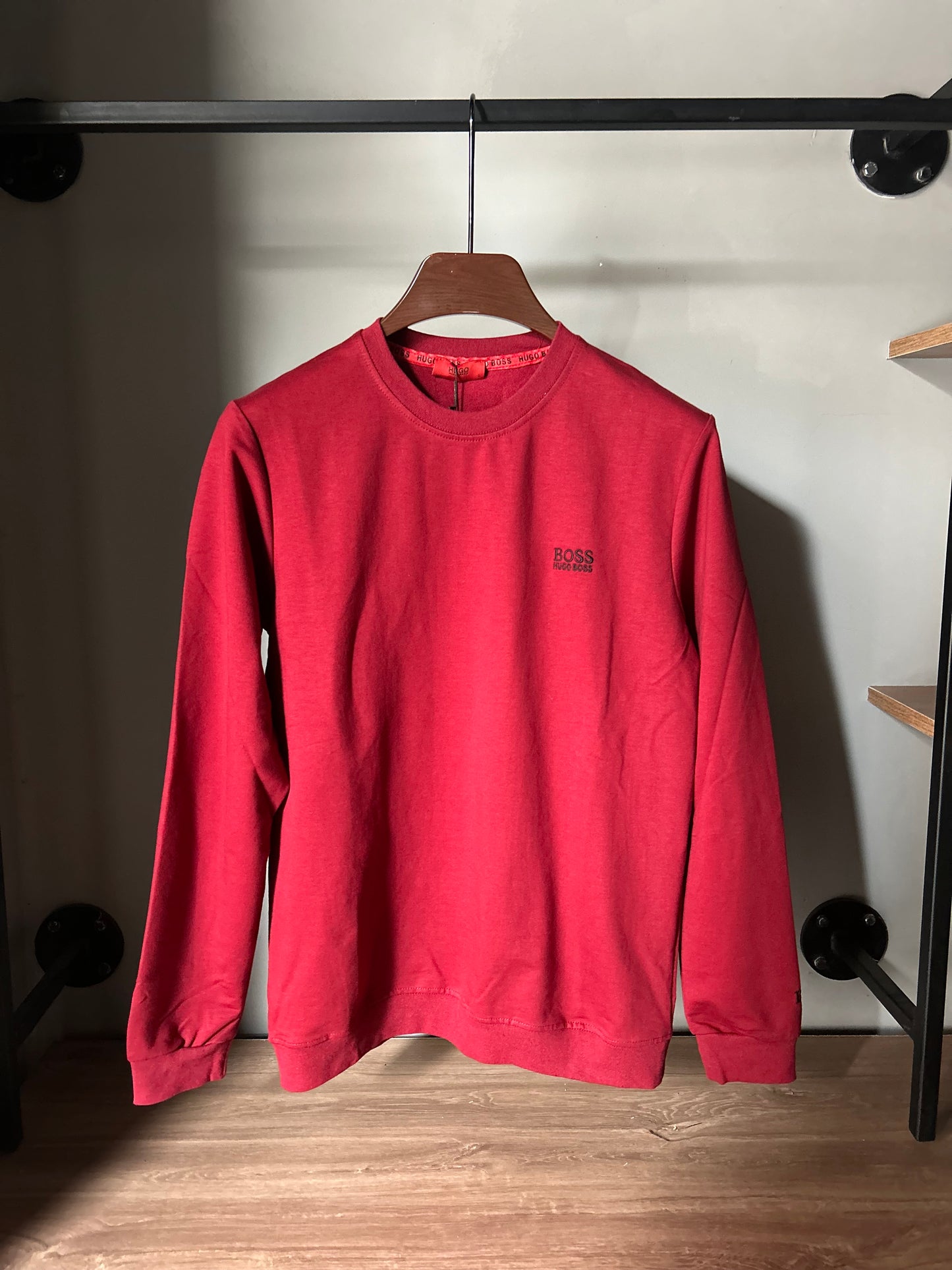 BOSS - Cotton-blend regular-fit sweatshirt Red