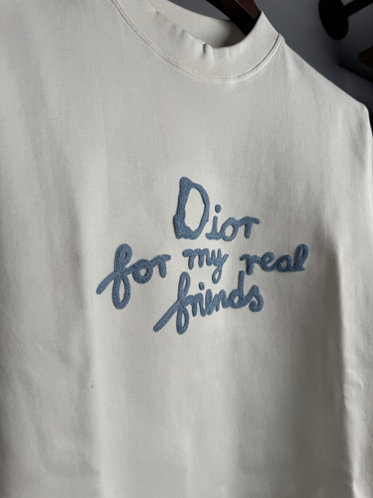 Dior Blue Text Embroidered Sweatshirt – White