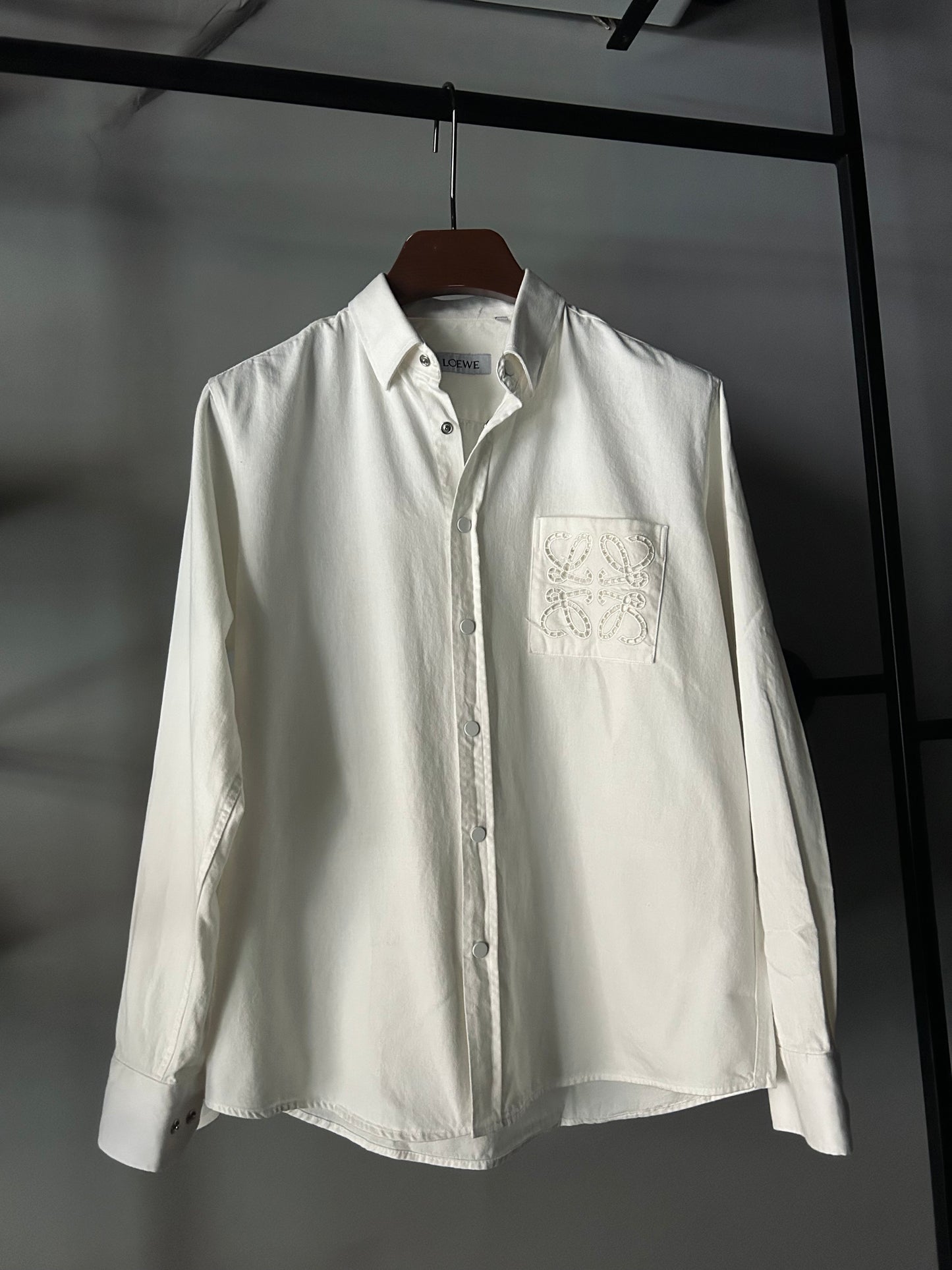 LOEWE Anagram cotton-blend Pocket Logo shirt White