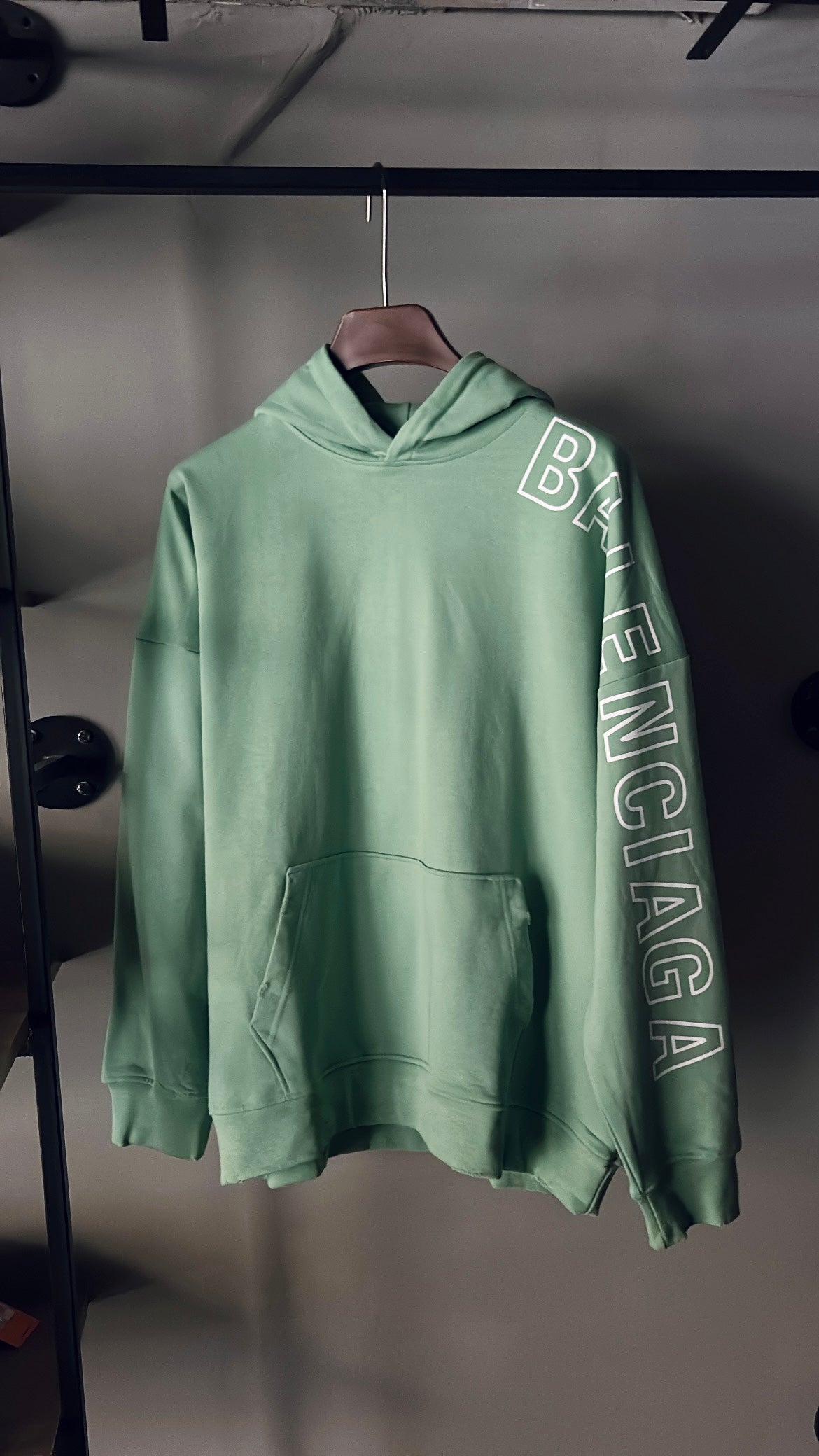 BALENCIAGA Oversized Printed Hoodie GREEN