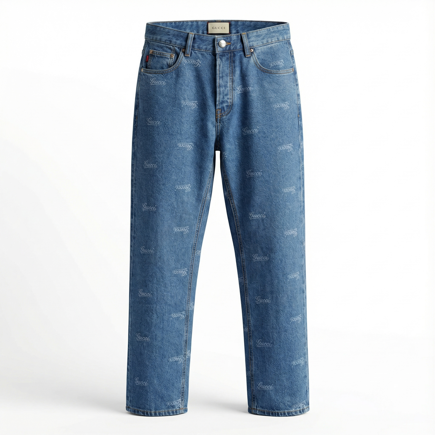Gucci All-Over Script Logo Denim