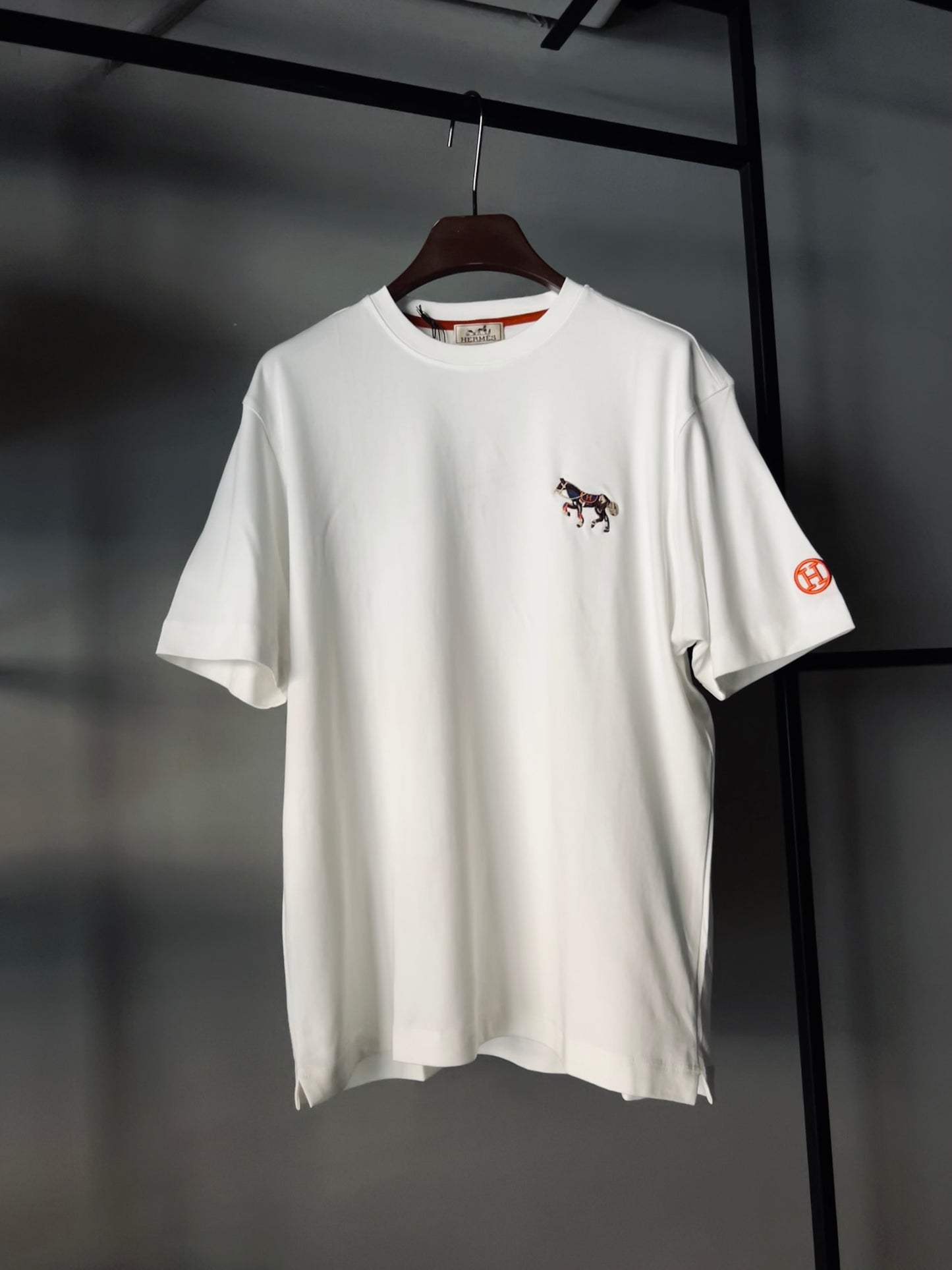 HERMES- Horse Embroidered Logo White