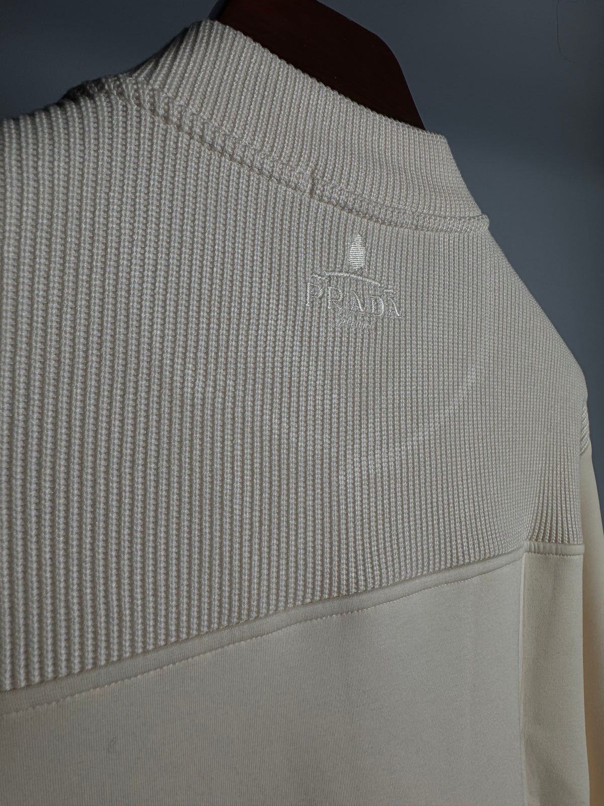 Prada Technical Nylon Pocket Knit Sweatshirt – Off-White