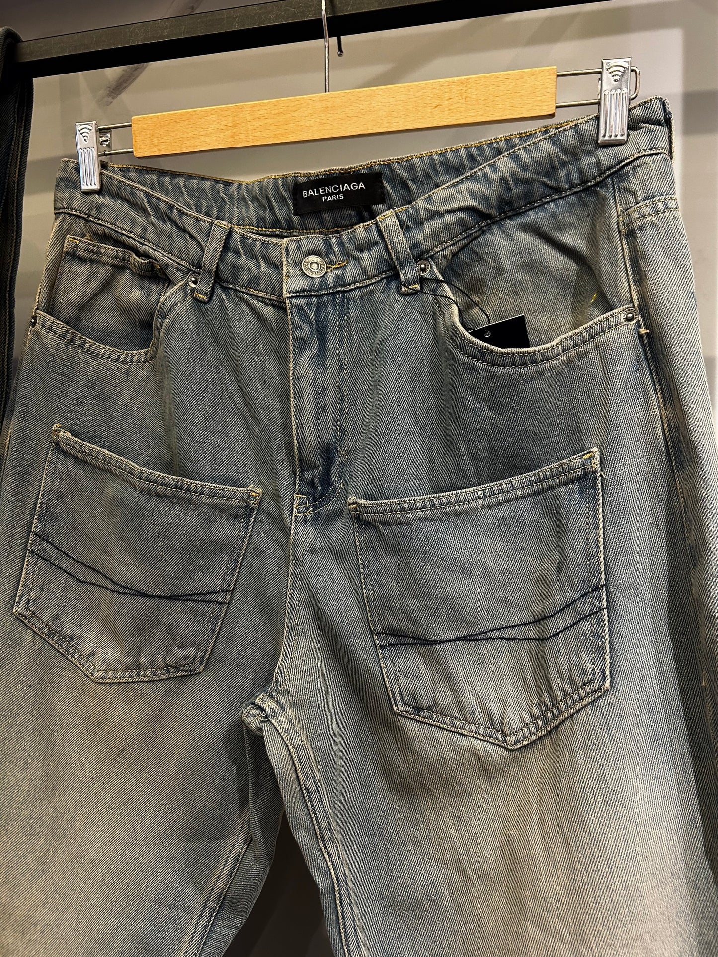 BALENCIAGA Double Front pocket Baggy Pants in Light Blue