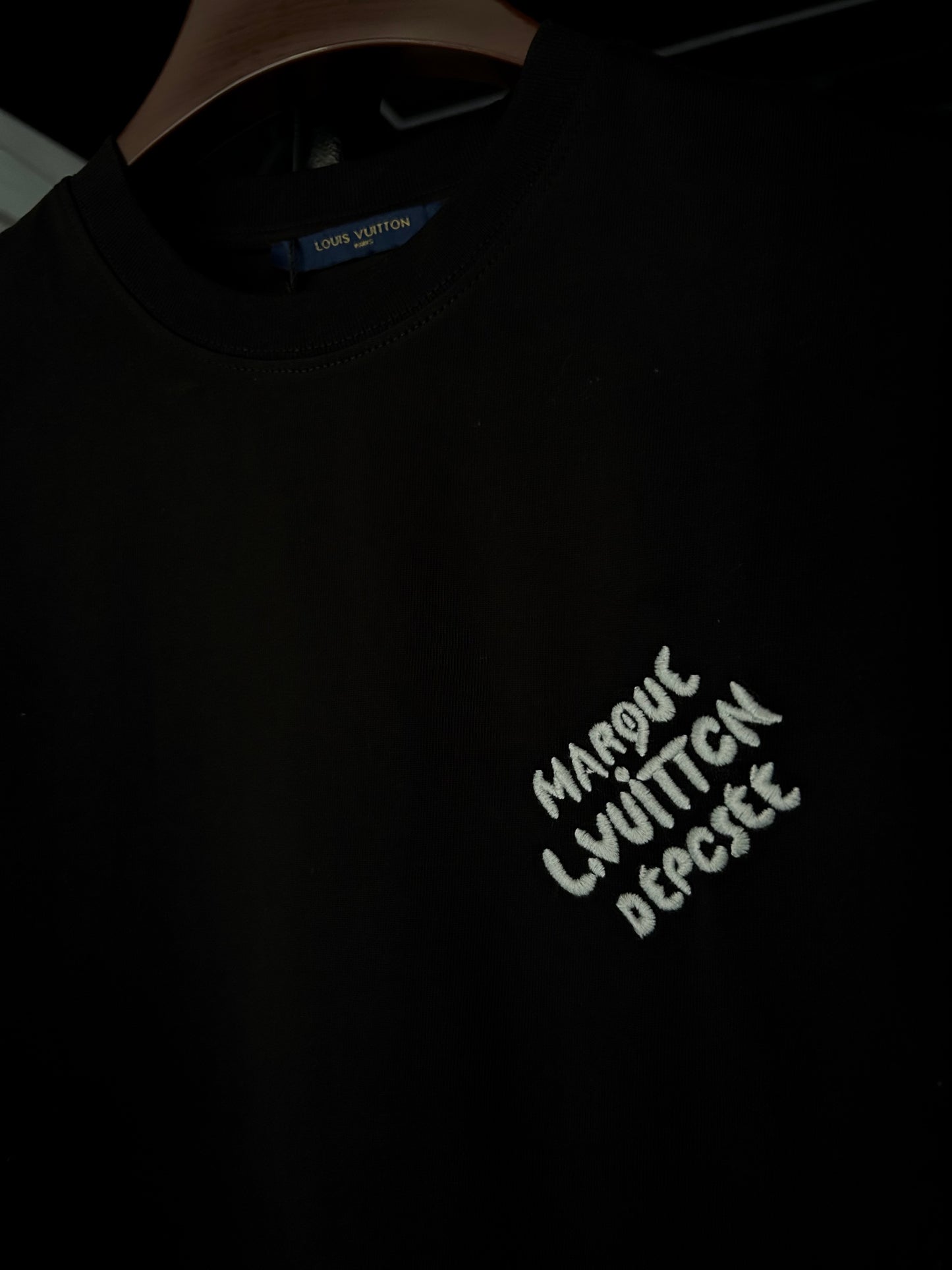 Louis Vuttion Short-Sleeved Cotton Crewneck With embroidered LV Logo