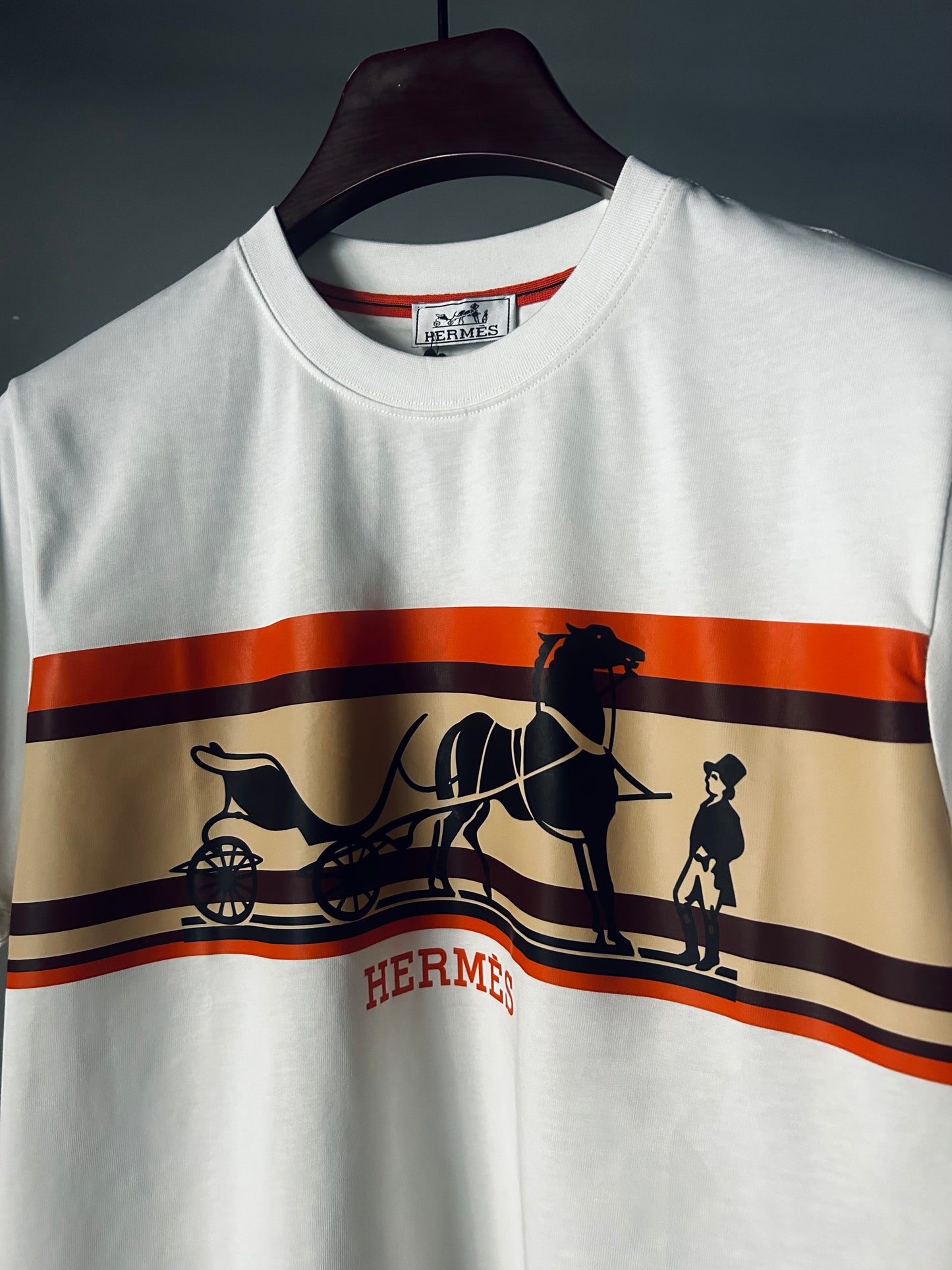 HERMES Printed Horse Logo T-shirt White