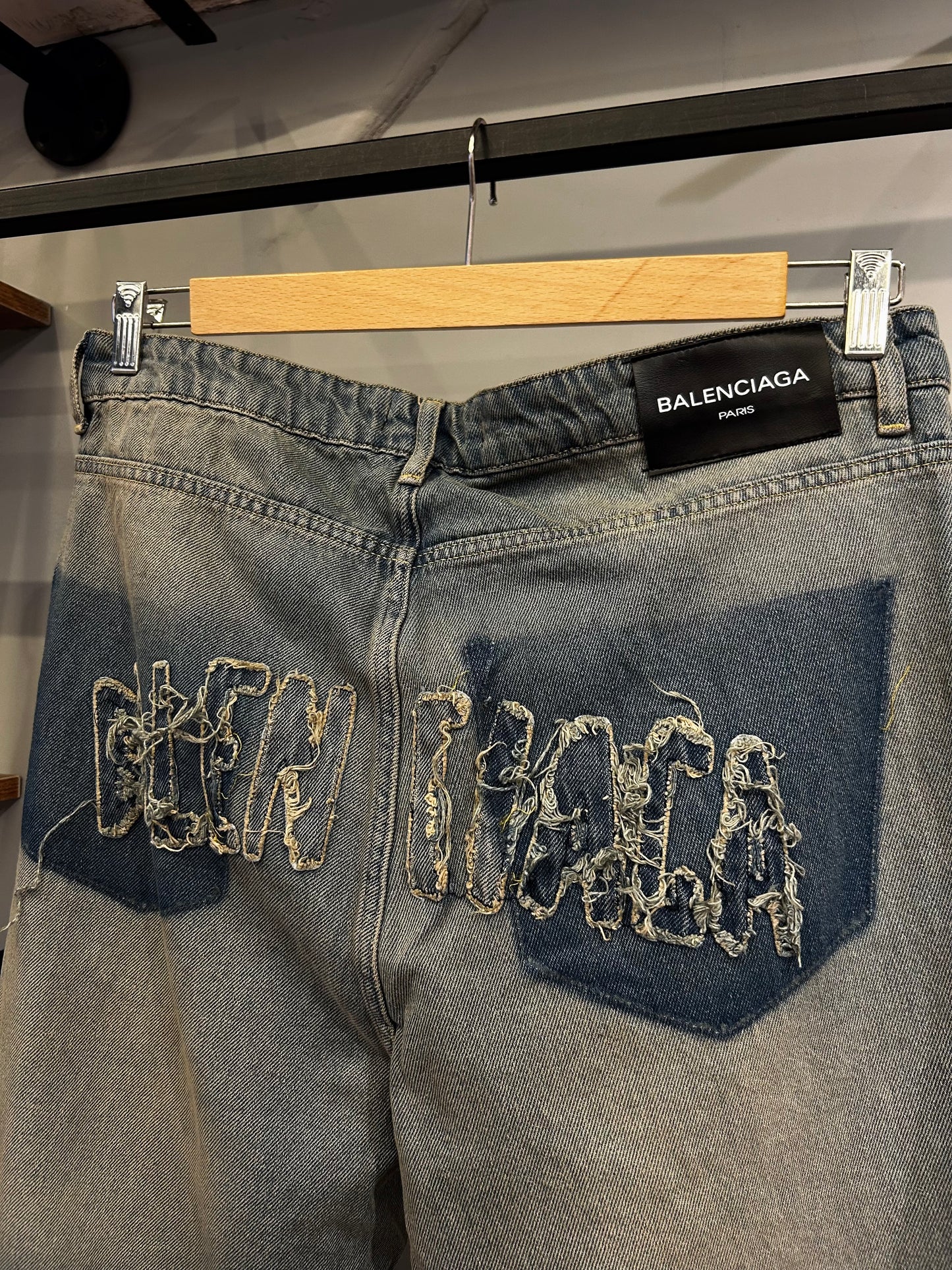 BALENCIAGA Double Front pocket Baggy Pants in Light Blue