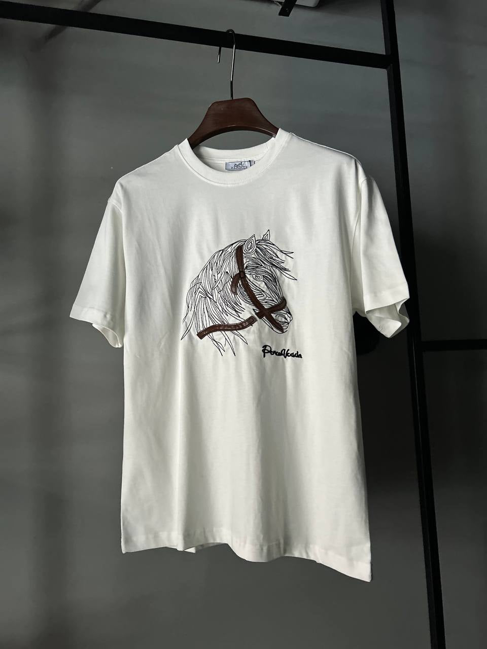 HERMES Horse Embroidered Logo T-shirt