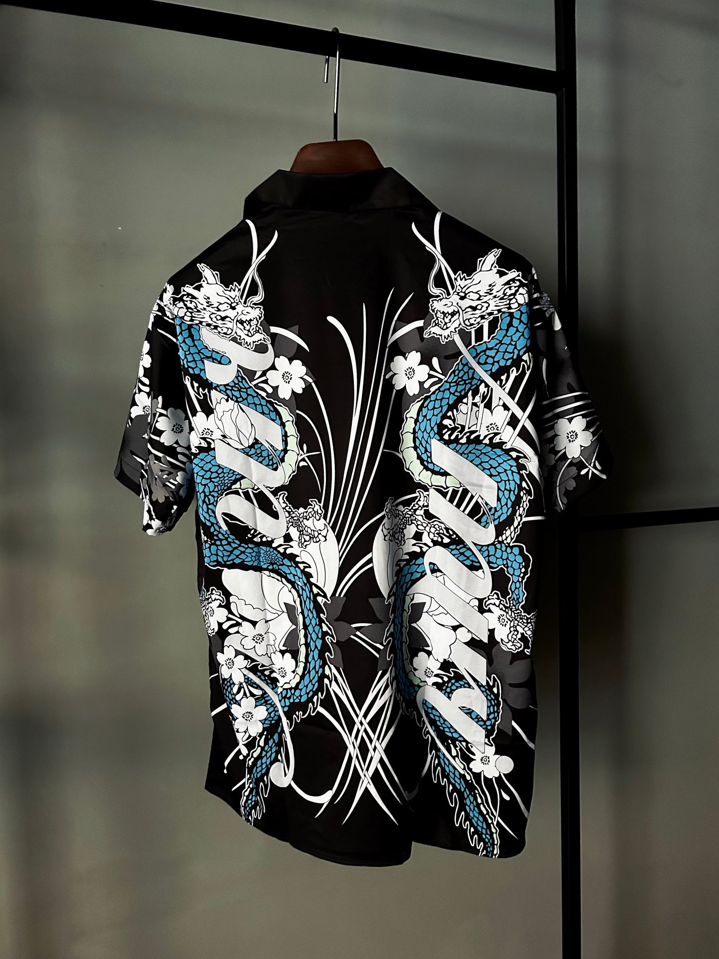 AMIRI Dragon printed bowling shirt