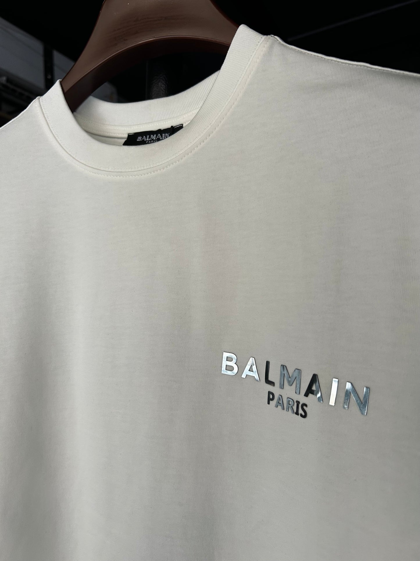 BALMAIN Embroidered shiny logo t-shirt