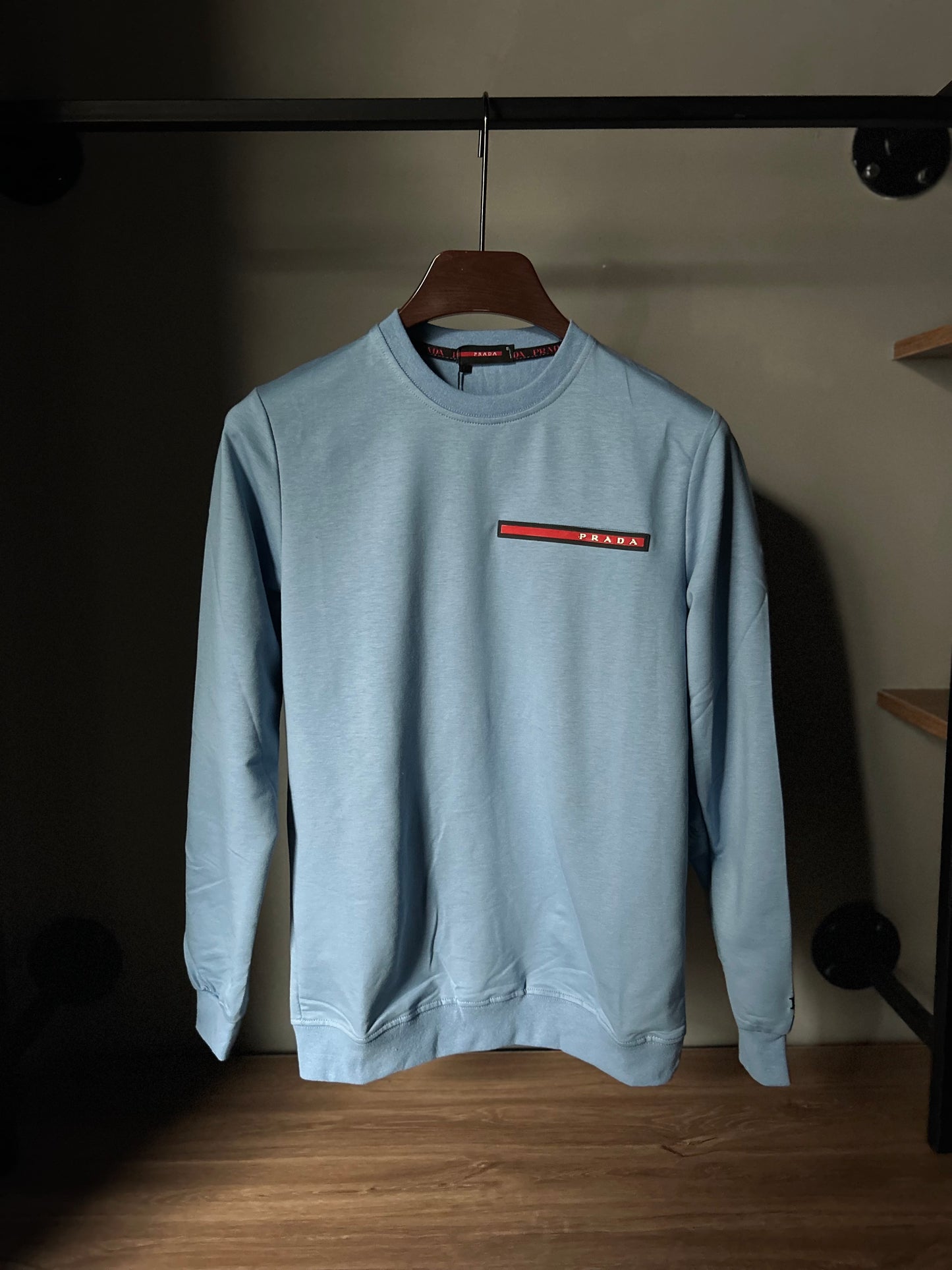PRADA Light Blue Recycled Double Jersey Sweatshirt