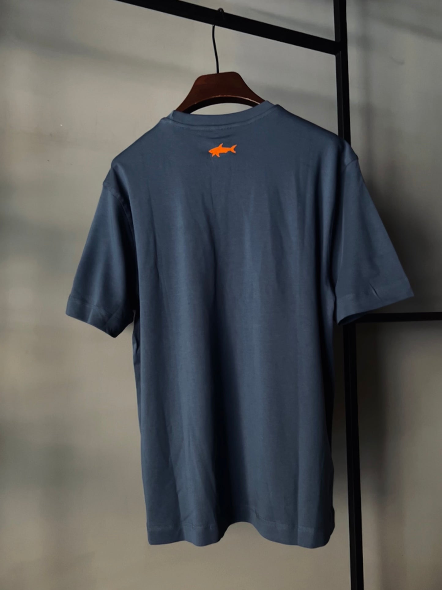 PAUL&SHARK AQUA TOUCH COTTON T-SHIRT WITH SHARK EMBROIDERY BLUE