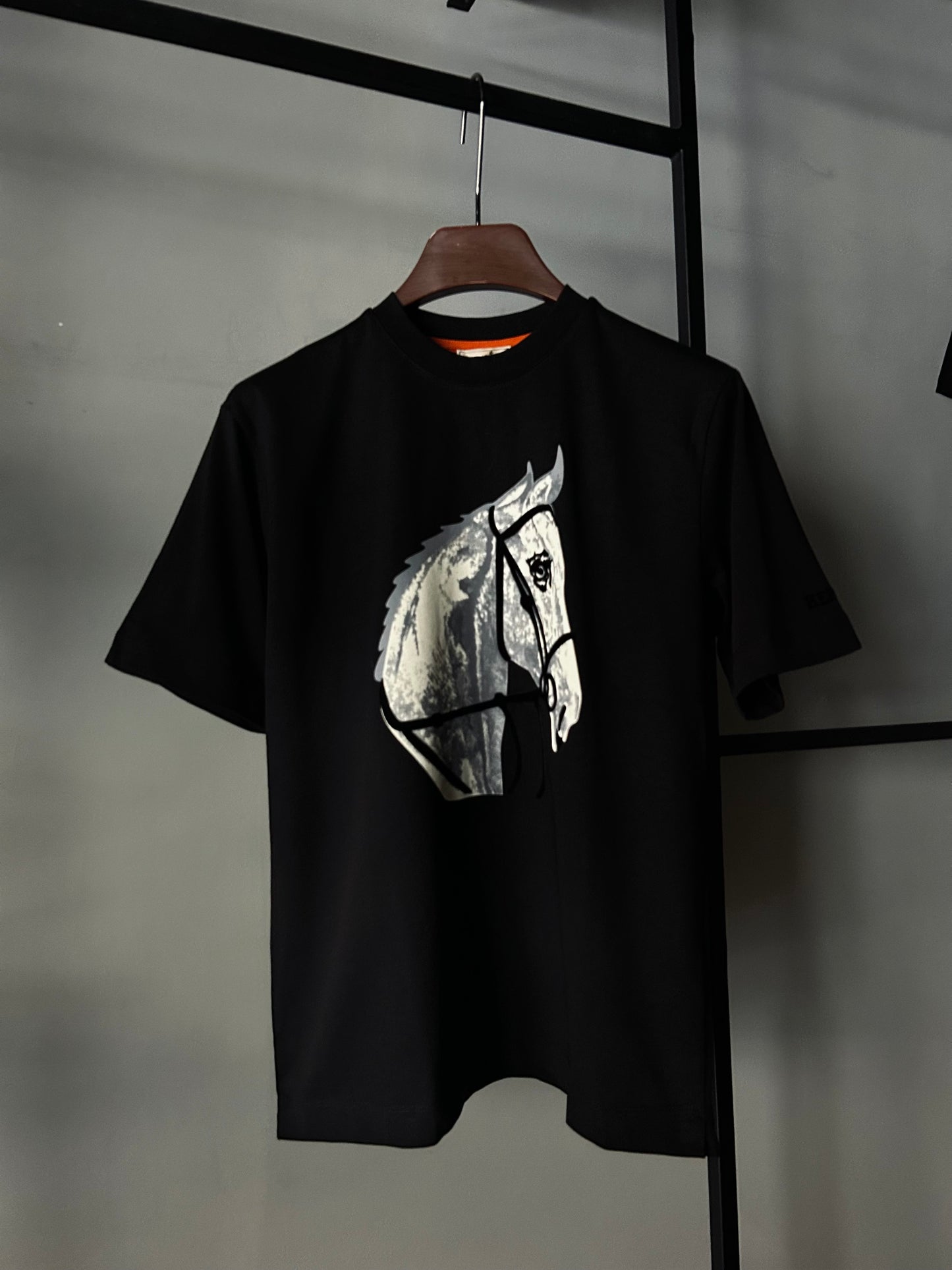 HERMES Printed Horse Logo T-shirt Black