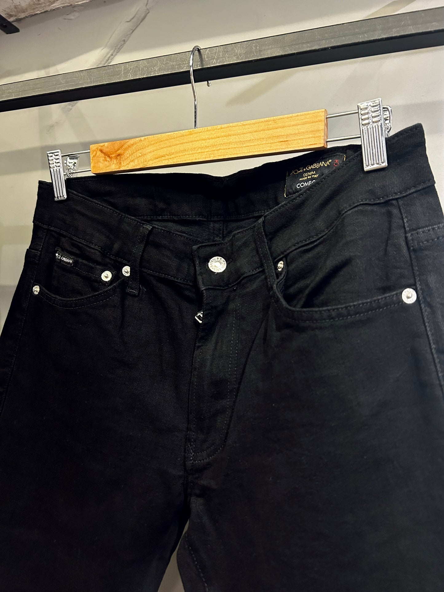 Dolce & Gabbana Logo Plaque Denim Slim Fit Jeans Black