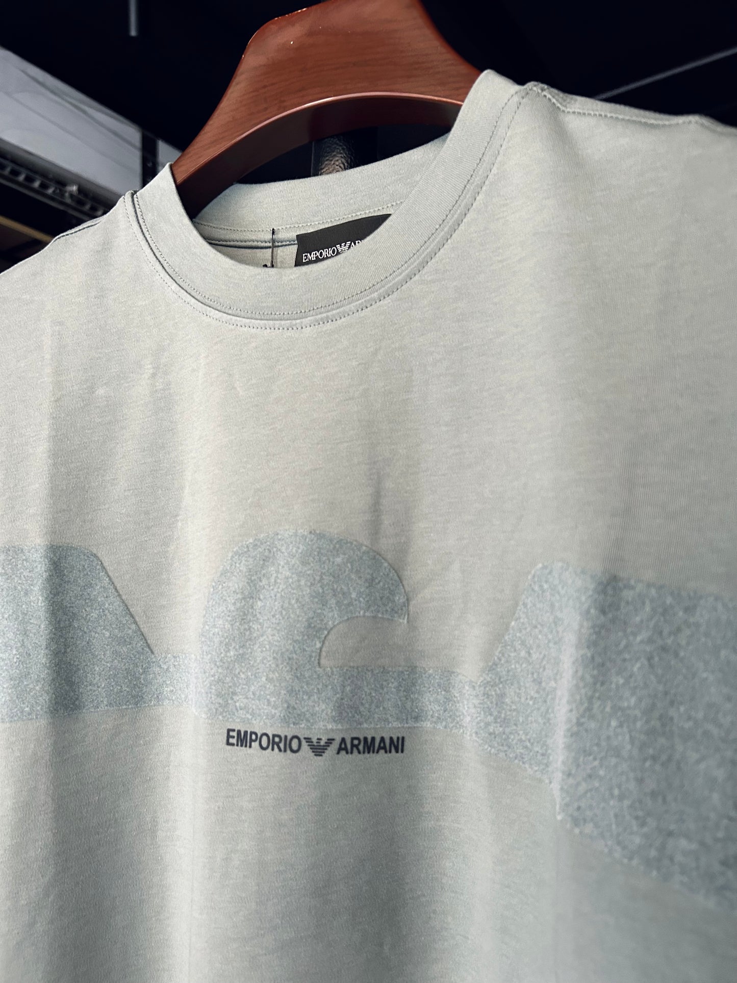 EMPORIO ARMANI ASV JERSEY T-SHIRT WITH CONTOURED EAGLE FLOCKED Grey