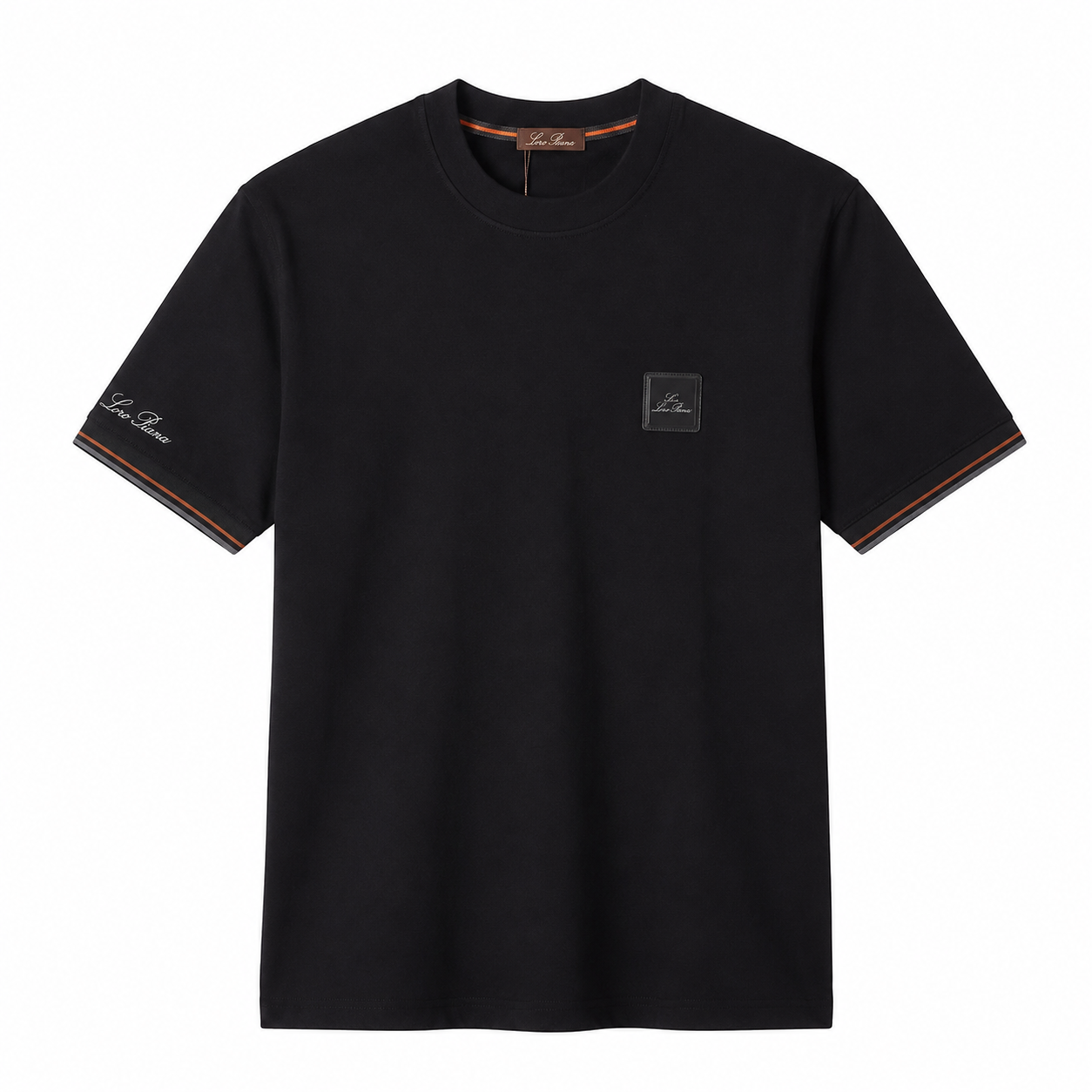 Loro Piana Black Cotton T-Shirt with Logo Detail