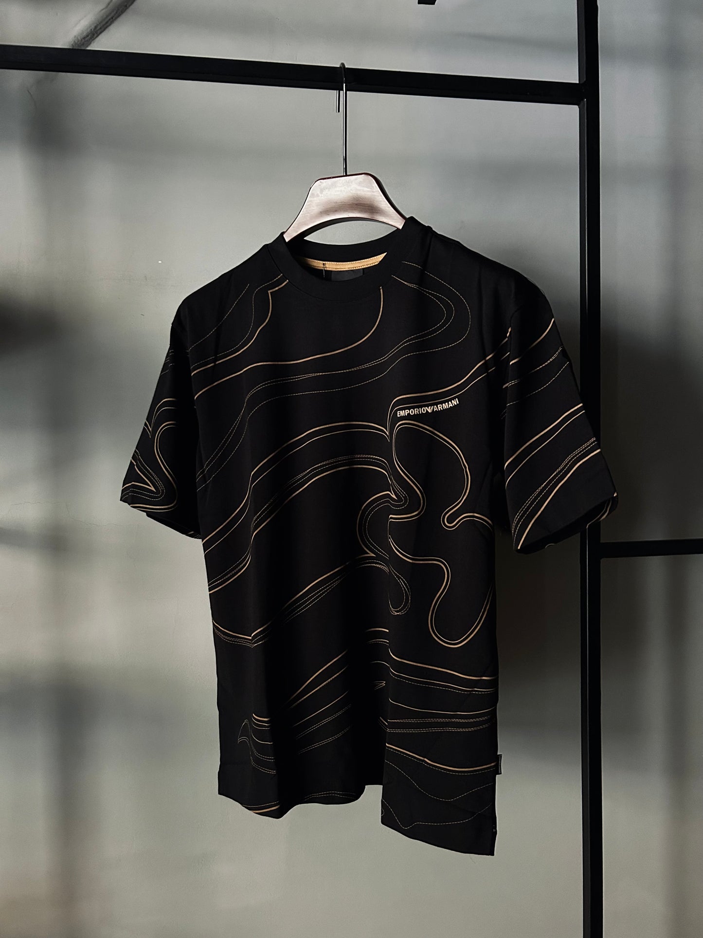 EMPORIO ARMANI ASV DOUBLE-JERSEY T-SHIRT WITH TOPSTITCHED EMBROIDERY BlACK