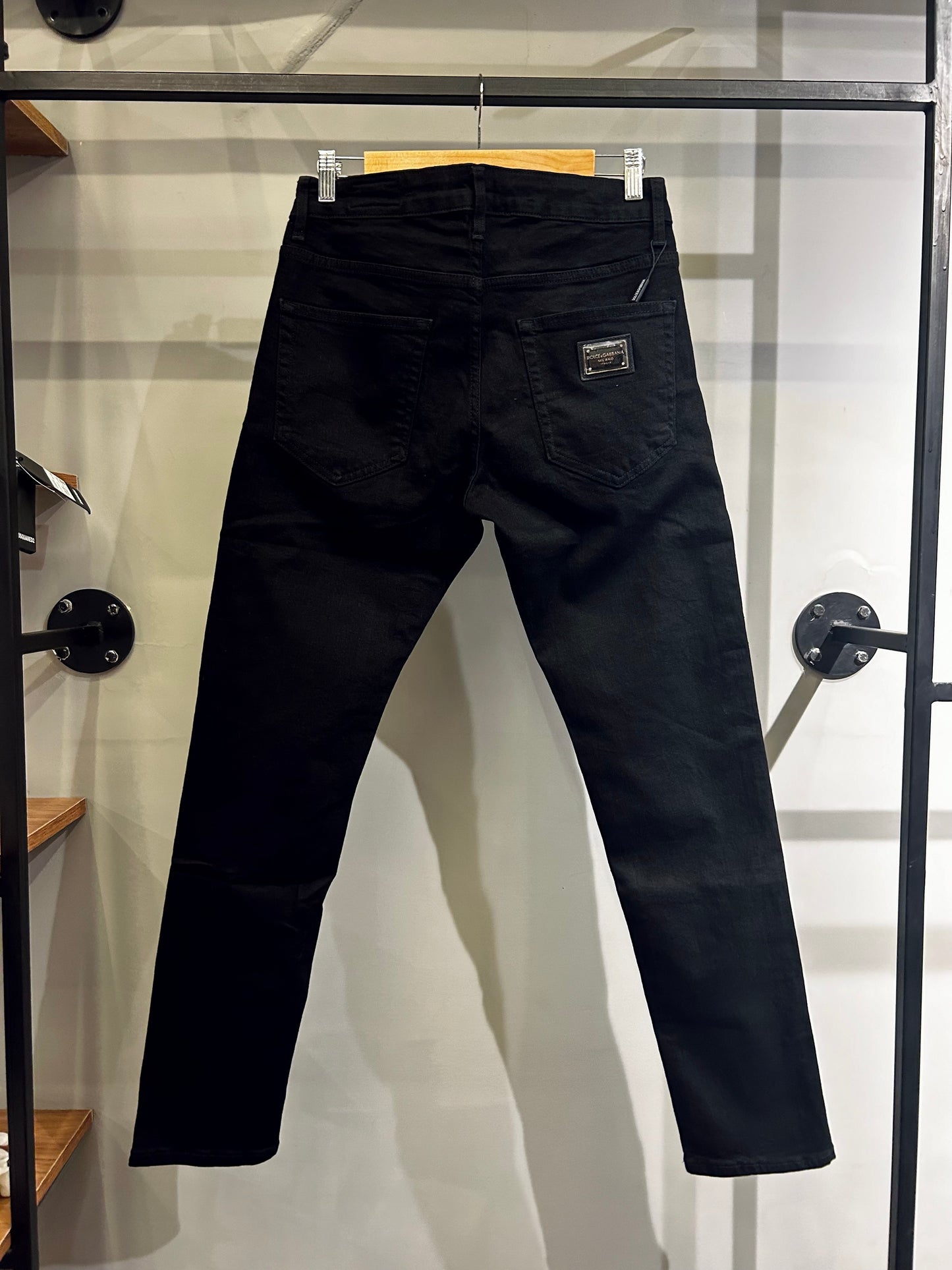 Dolce & Gabbana Logo Plaque Denim Slim Fit Jeans Black