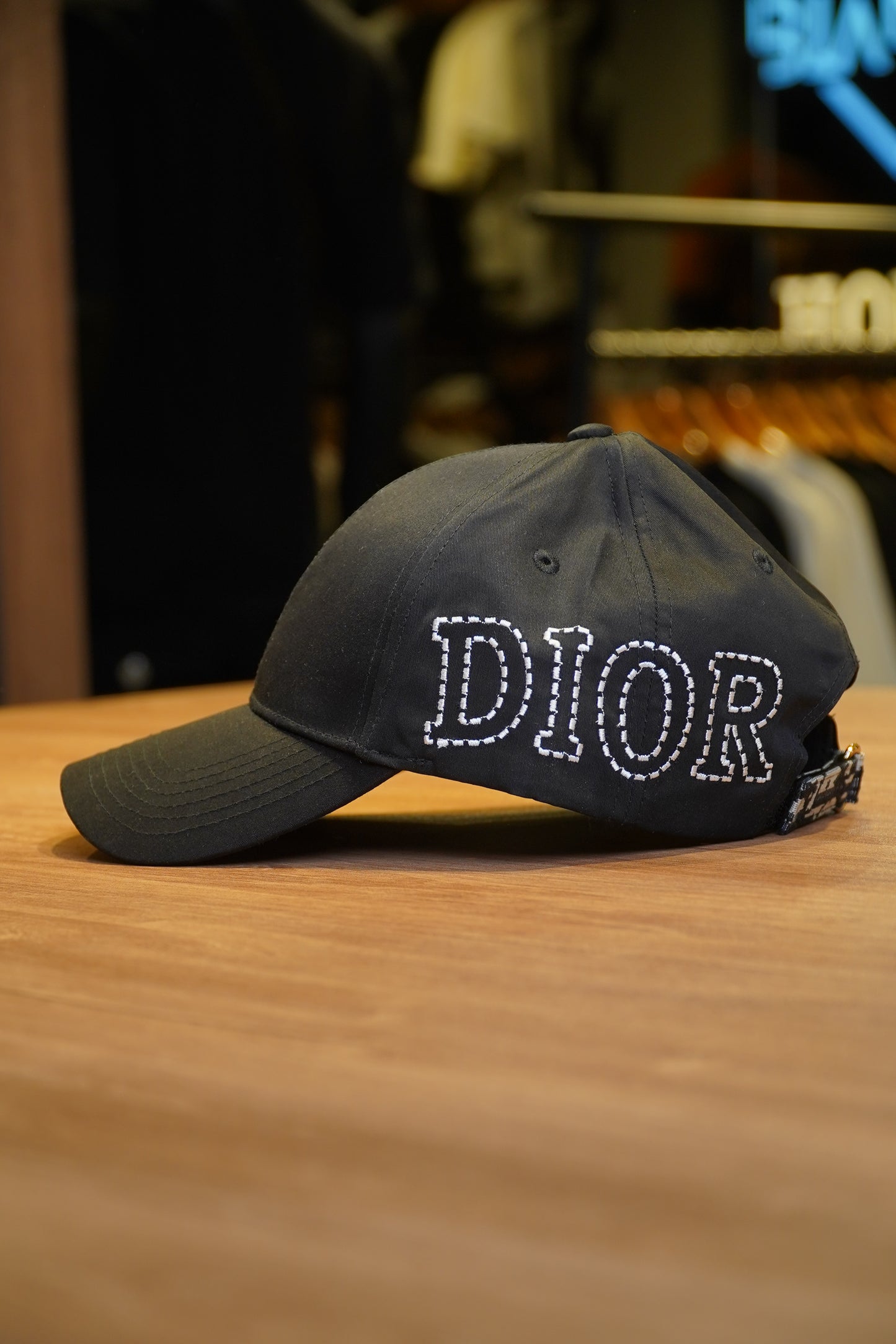 Dior Black Cap with Contrast Embroidered Logo