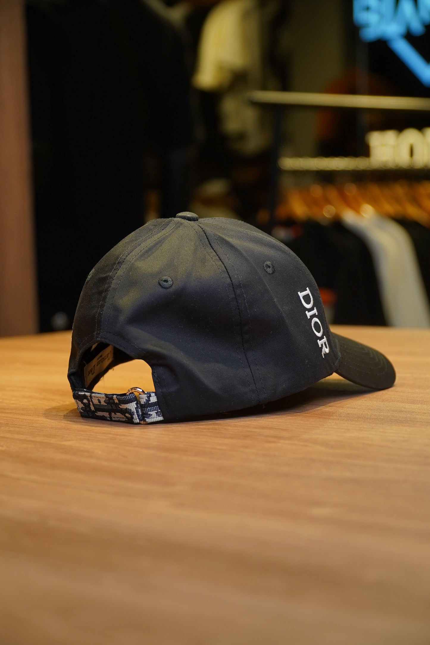 Dior Black Cap with Contrast Embroidered Logo