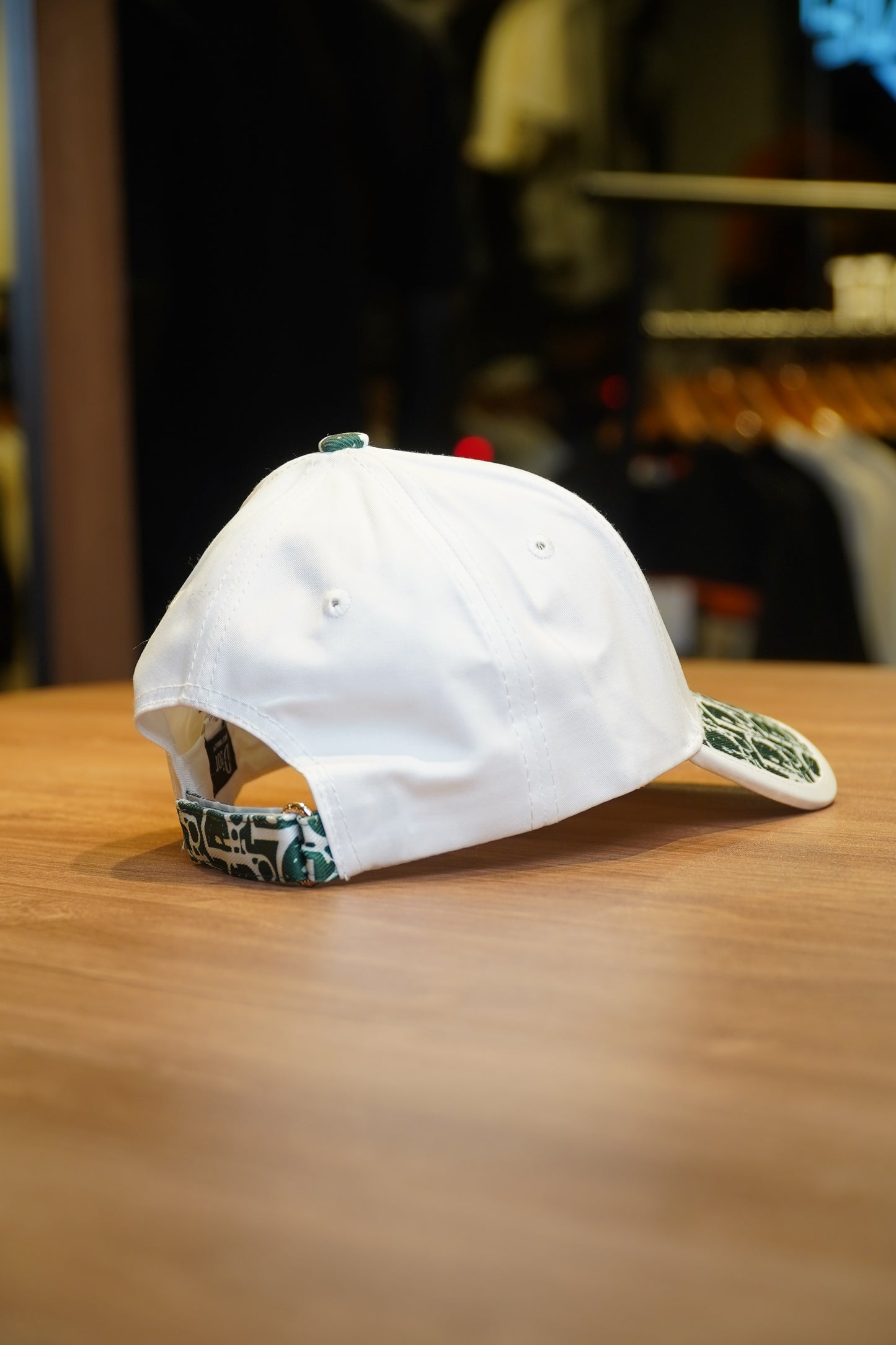 Dior Paris Adjustable Cap White Green Embroidered Edition