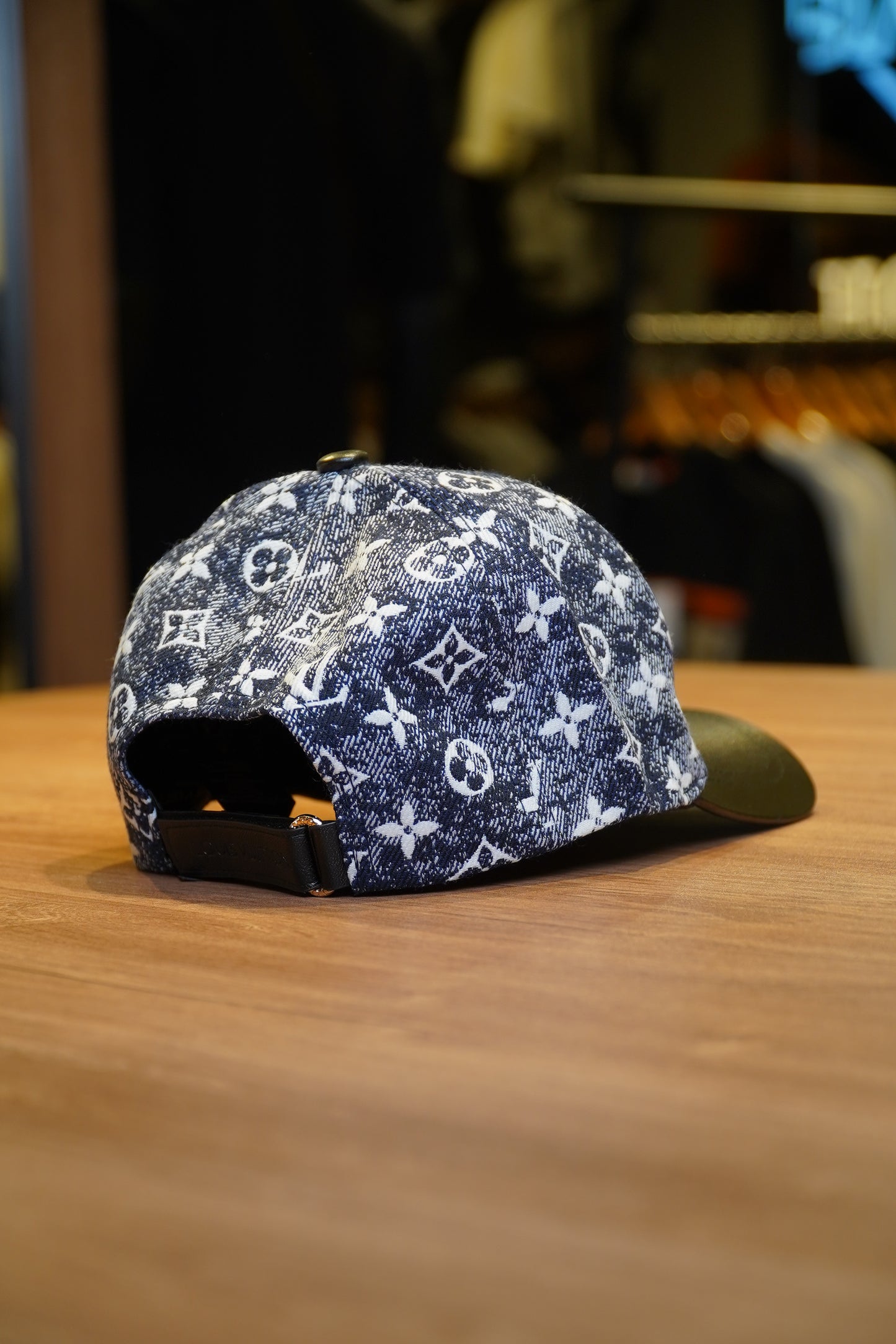 Louis Vuitton Monogram Denim Navy with Black Leather Visor
