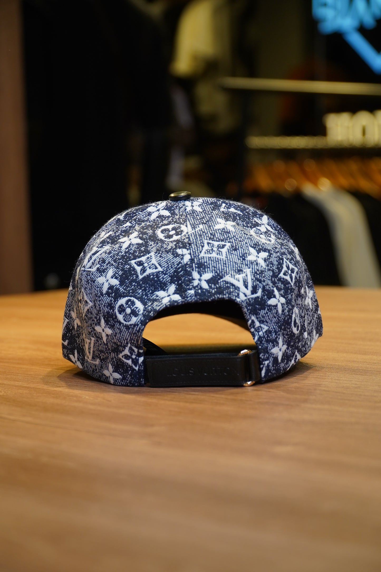 Louis Vuitton Monogram Denim Navy with Black Leather Visor
