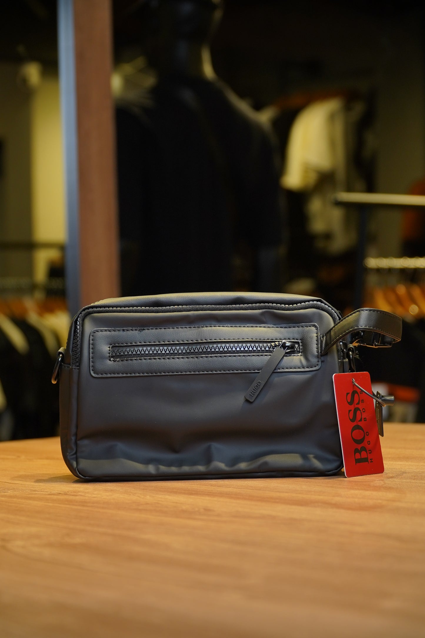 HUGO Logo Embossed Crossbody Bag Black