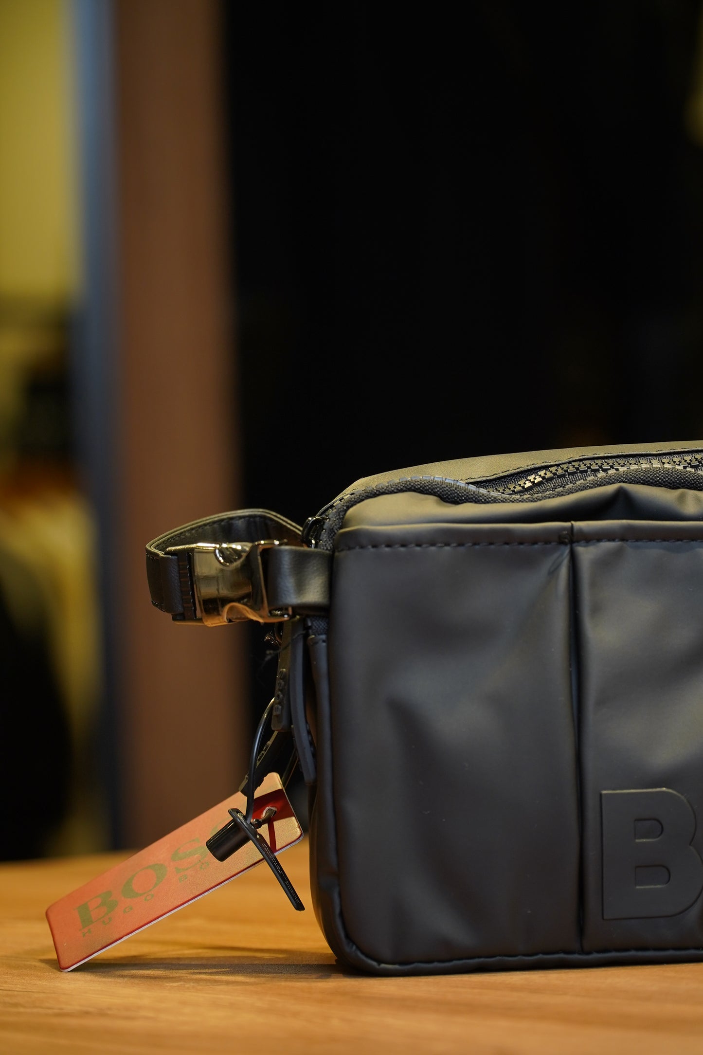 HUGO Logo Embossed Crossbody Bag Black