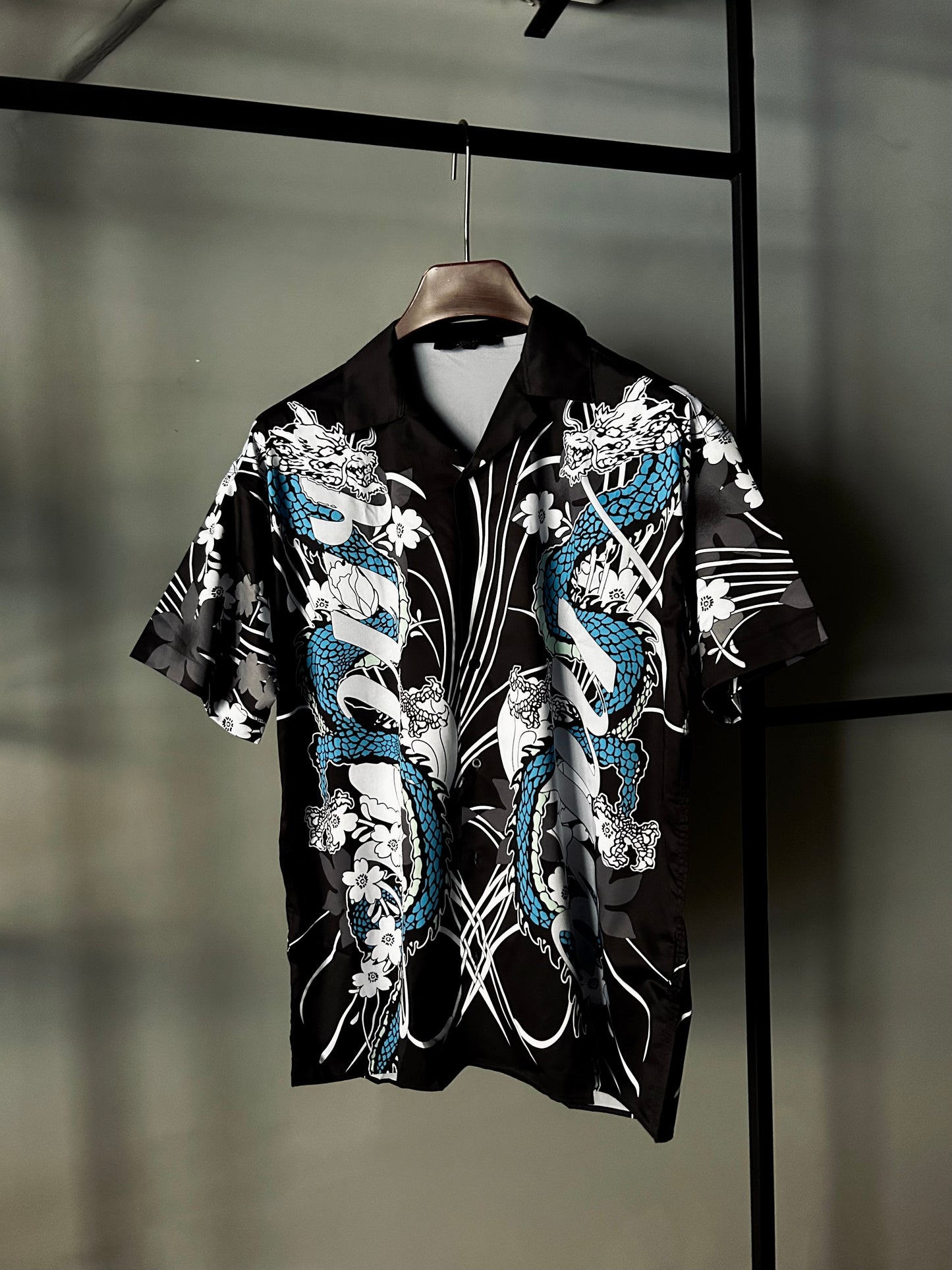 AMIRI Dragon printed bowling shirt