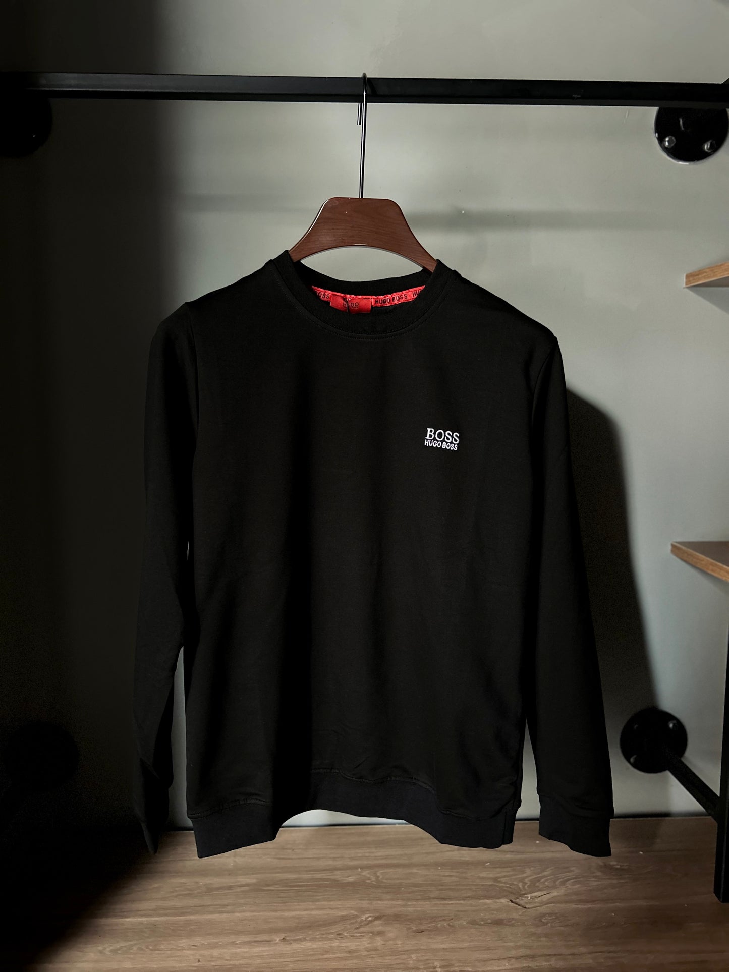 BOSS - Cotton-blend regular-fit sweatshirt Black