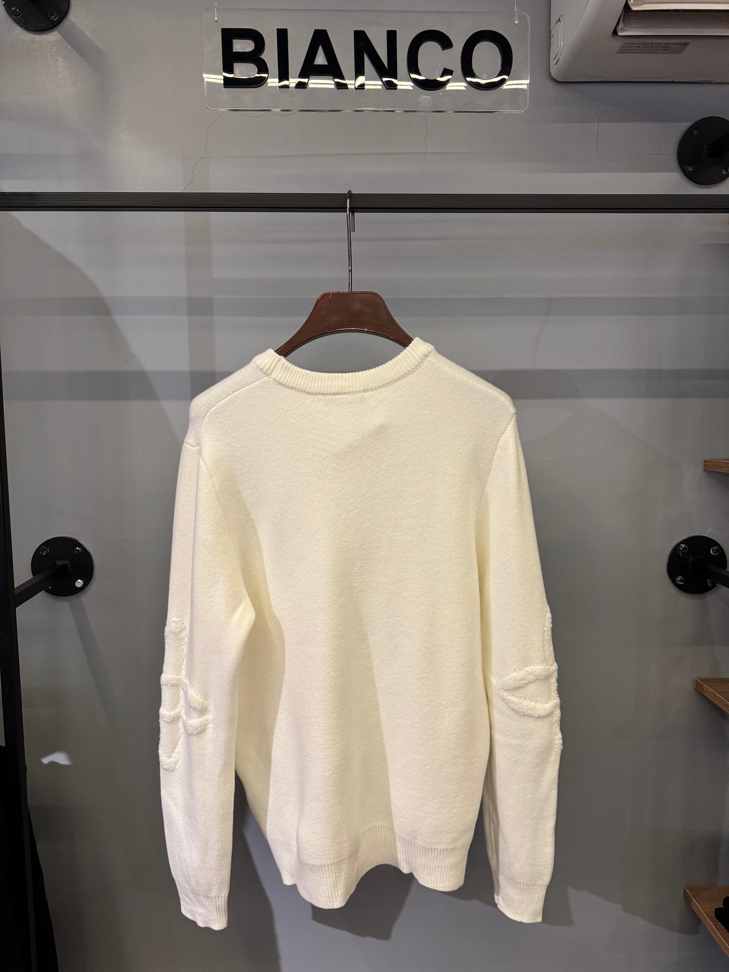 LV Embossed Signature Knit Crewneck – Cream White