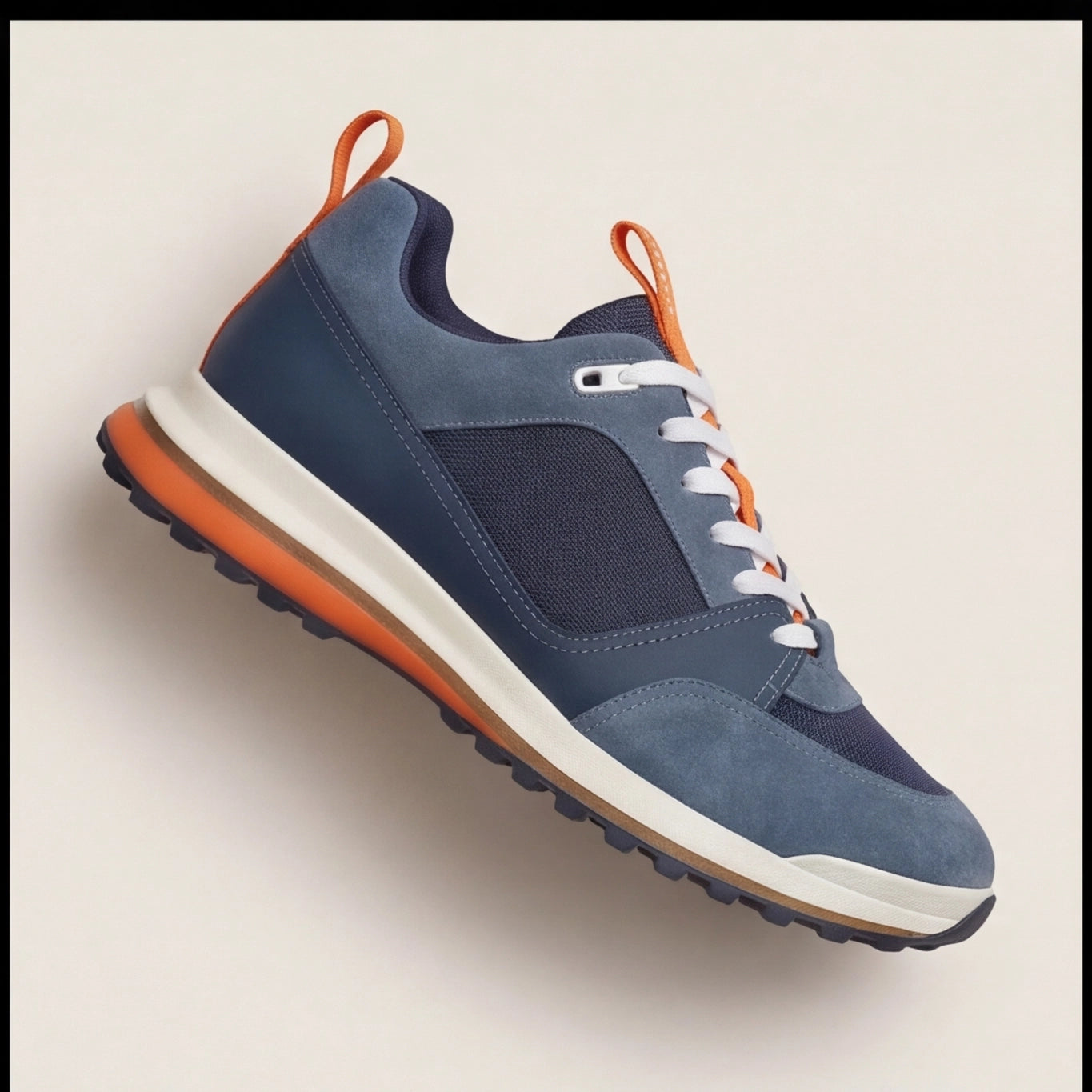 Hermès Apex Trail Sneakers – Navy Blue & Orange