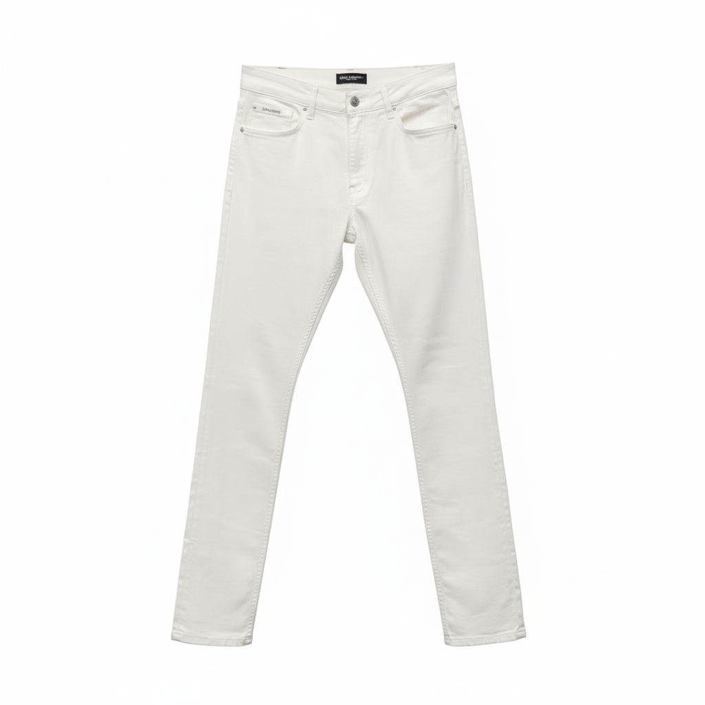Dolce & Gabbana Logo Plaque Denim Slim Fit Jeans WHITE