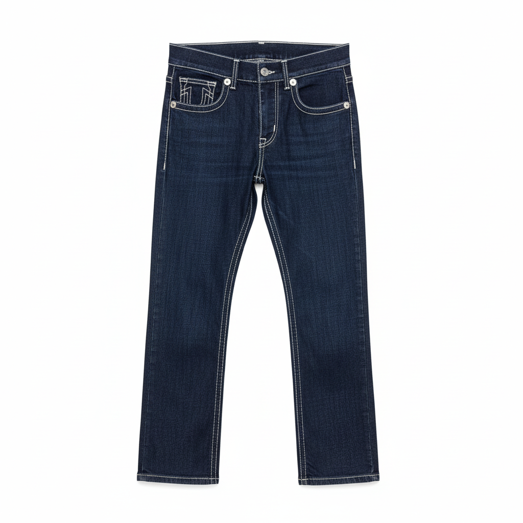 TRUE RELIGION RICKY SUPER T STITCH STRAIGHT JEANS DARK BLUE