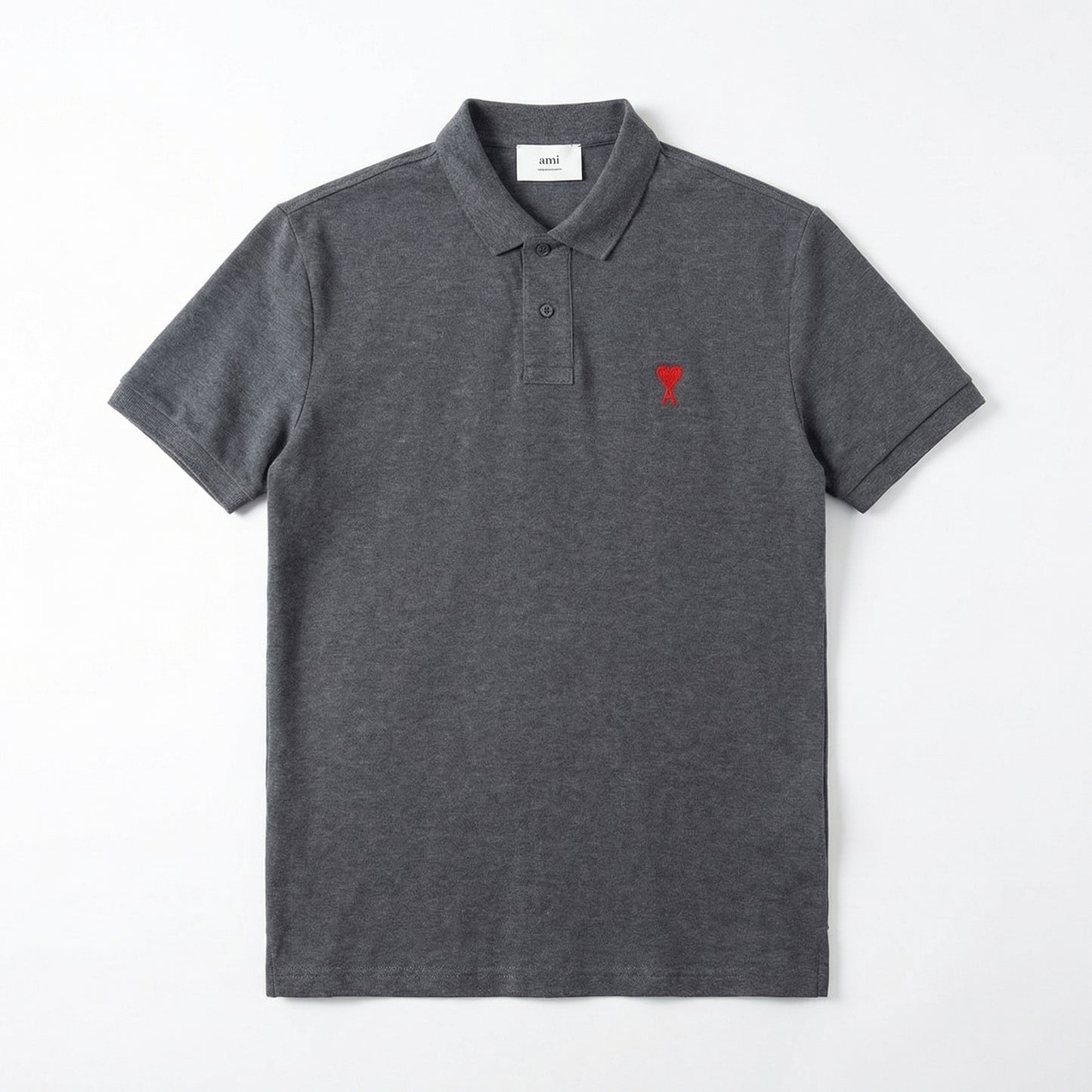 AMI PARIS De Coeur Polo Shirt Grey