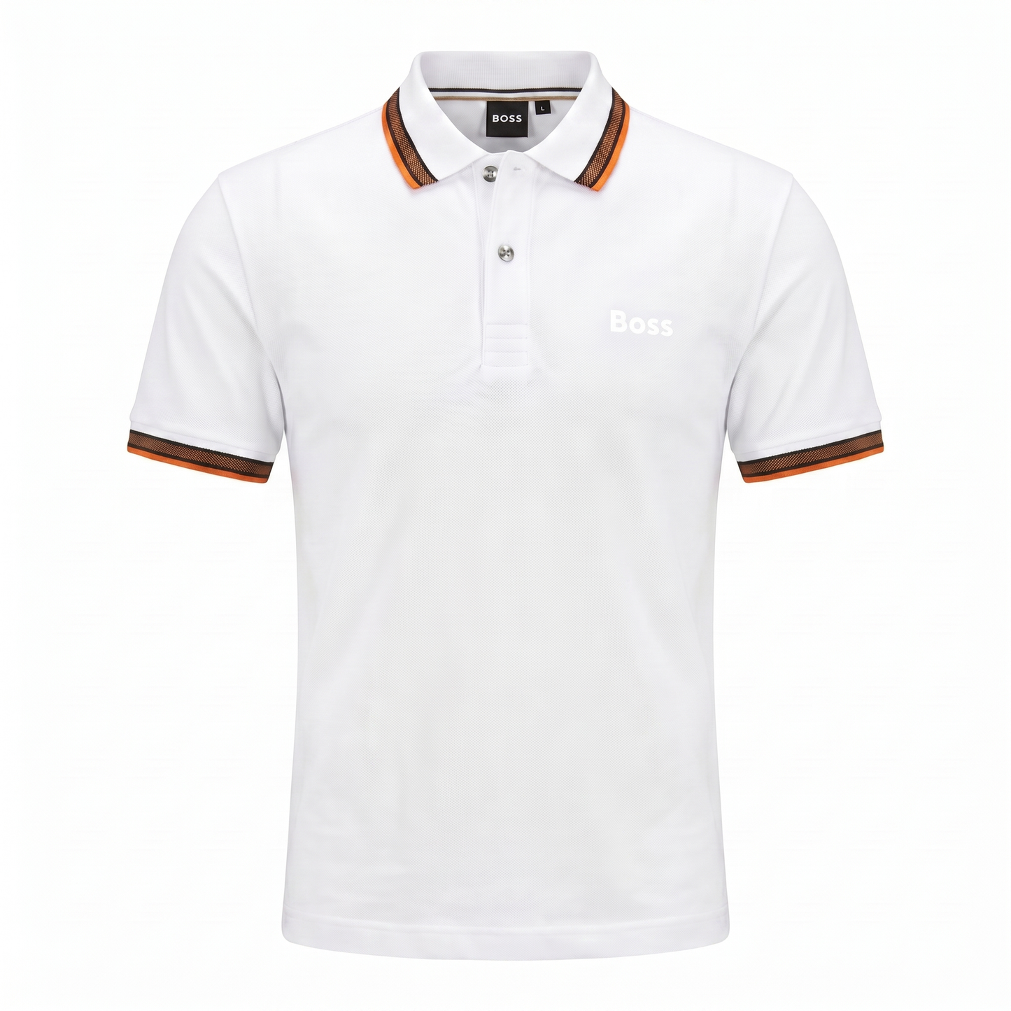 BOSS Classic Polo T-Shirt – White & Orange Detail