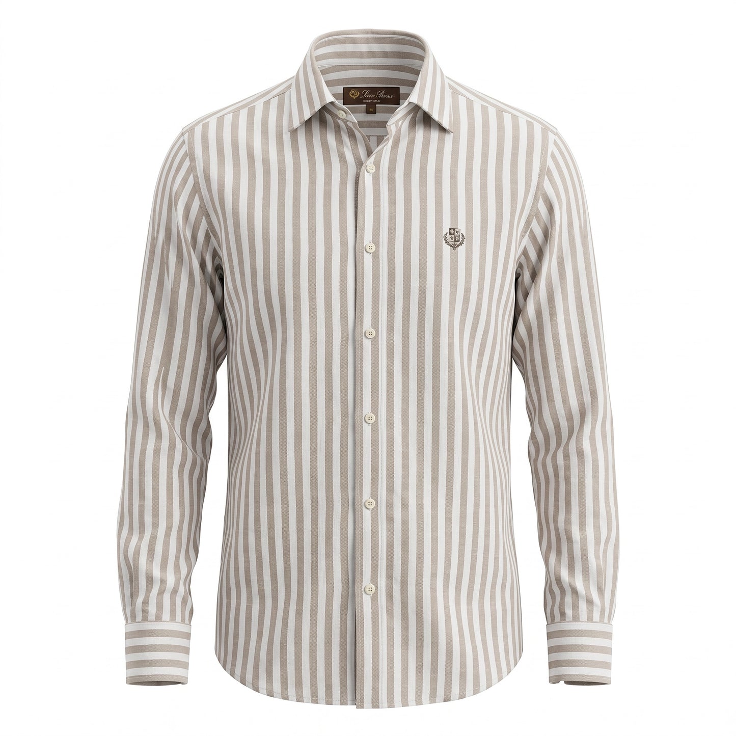 Loro Piana Beige & White Striped Long-Sleeve Shirt