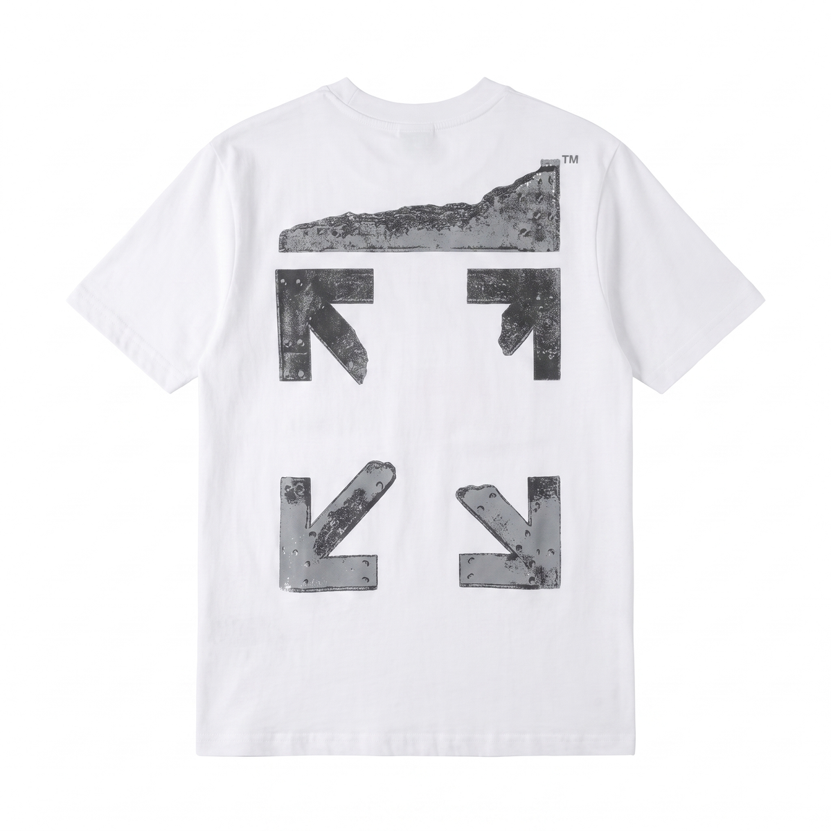 Off-White White Cotton T-Shirt with Arrow Back Print