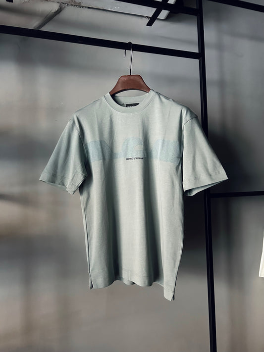 EMPORIO ARMANI ASV JERSEY T-SHIRT WITH CONTOURED EAGLE FLOCKED Grey