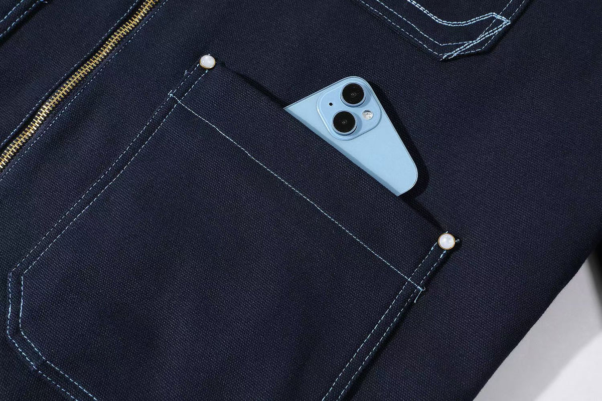 Canvas Workwear Zip Jacket with Shearling Collar LOUIS VUITTON