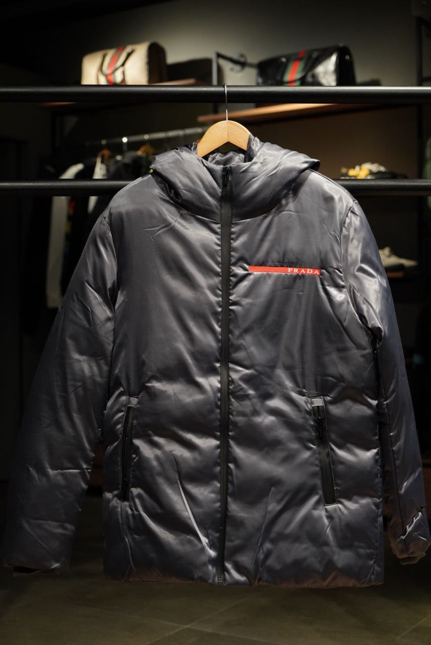 Prada heavy puffer jacket “silver”