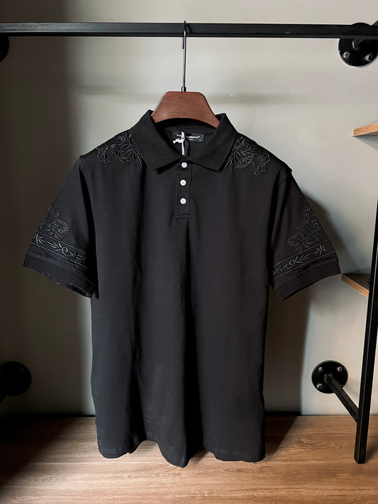 DOLCE&GABBANA T-SHIRT WITH A CONTRASTING TEXTURED PATTERN BLACK