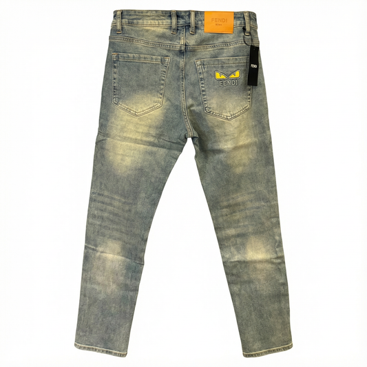 Fendi Premium Denim – Light Wash with Eyes Patch