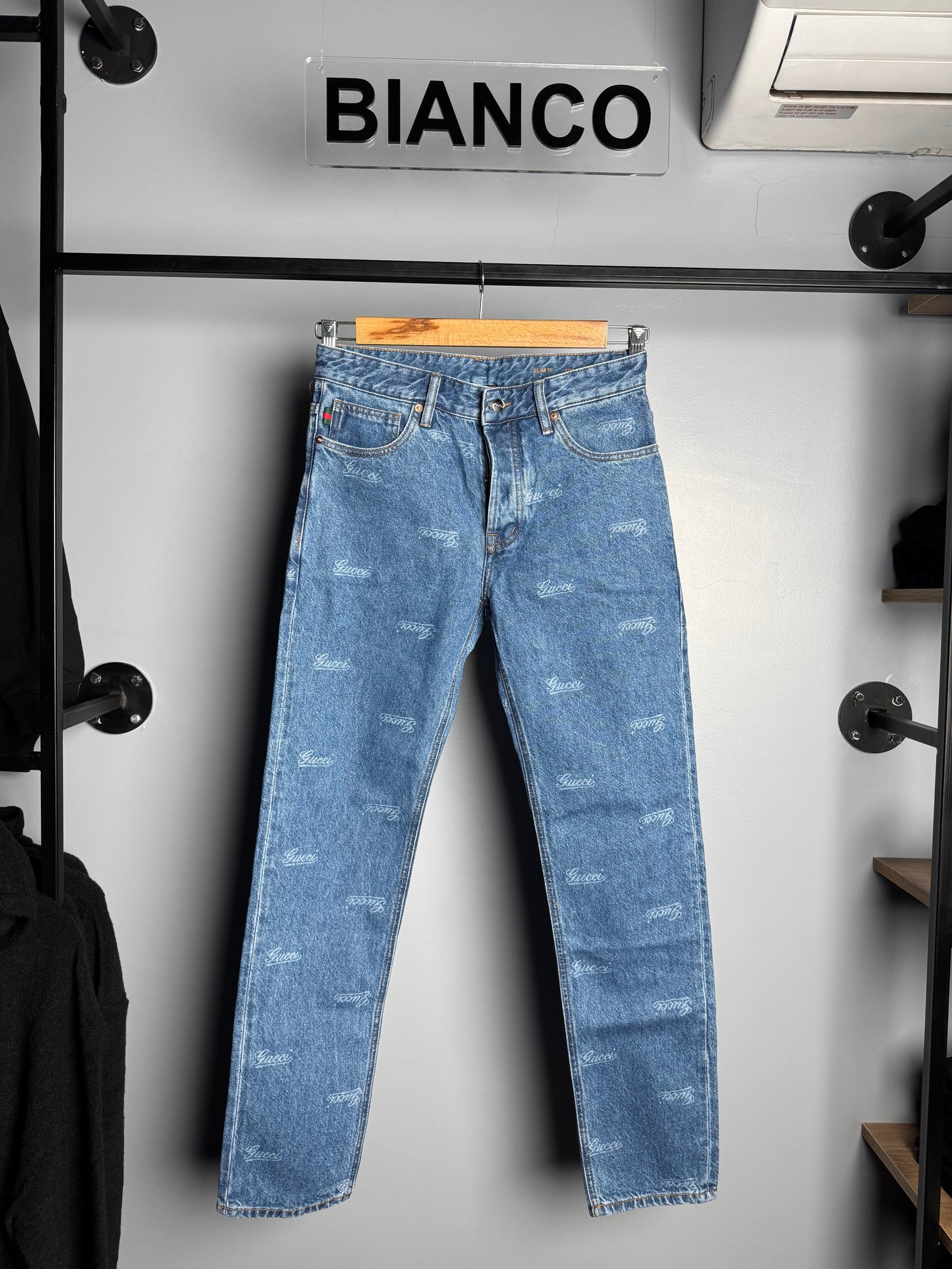 Gucci All-Over Script Logo Denim