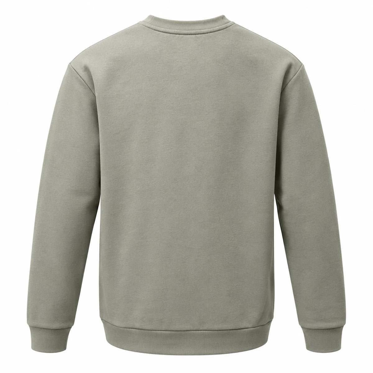 Plain sage green back of a Hermès crewneck sweatshirt.