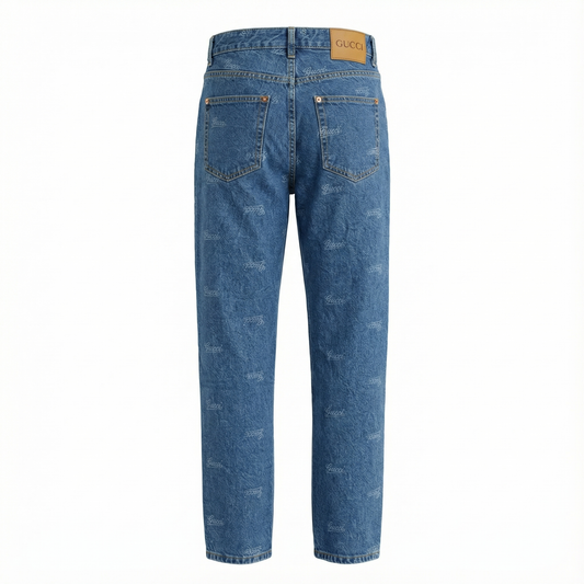 Gucci All-Over Script Logo Denim